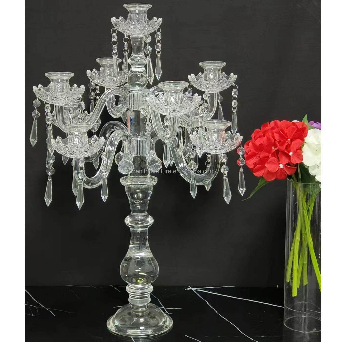 Wedding Round Clear Candelabra Decorative Candle Holders Table Candlestick Party Centerpieces