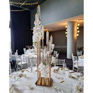 Luxury metal gold candle stick holder decorative 10 arms tall candelabra for wedding table centerpieces