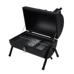 12 Inch Outdoor Portable BBQ Charcoal Barbecue Grill With Smoker Chimney