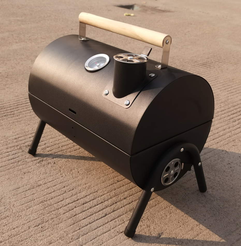 12 Inch Outdoor Portable BBQ Charcoal Barbecue Grill With Smoker Chimney