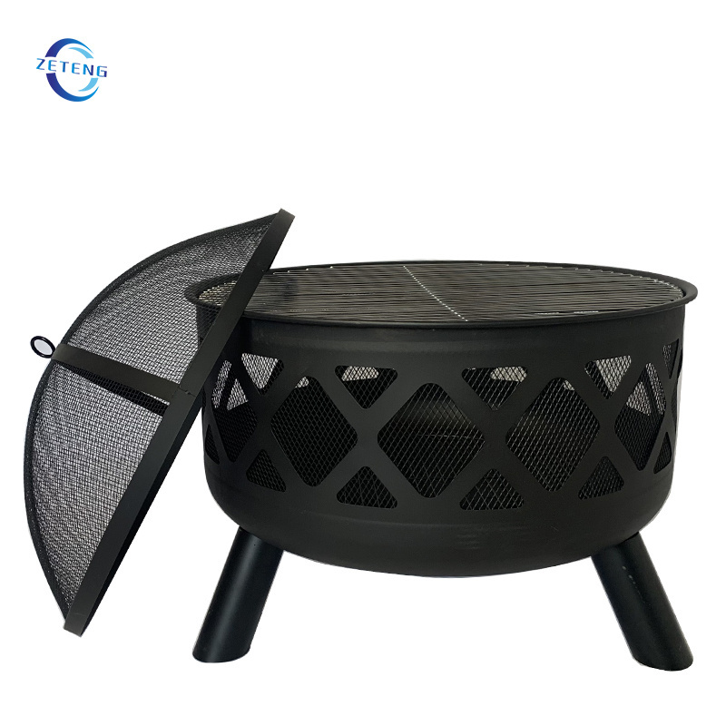 Outdoor fire pit wood burning firebowl garden round steel fire pits bbq grill