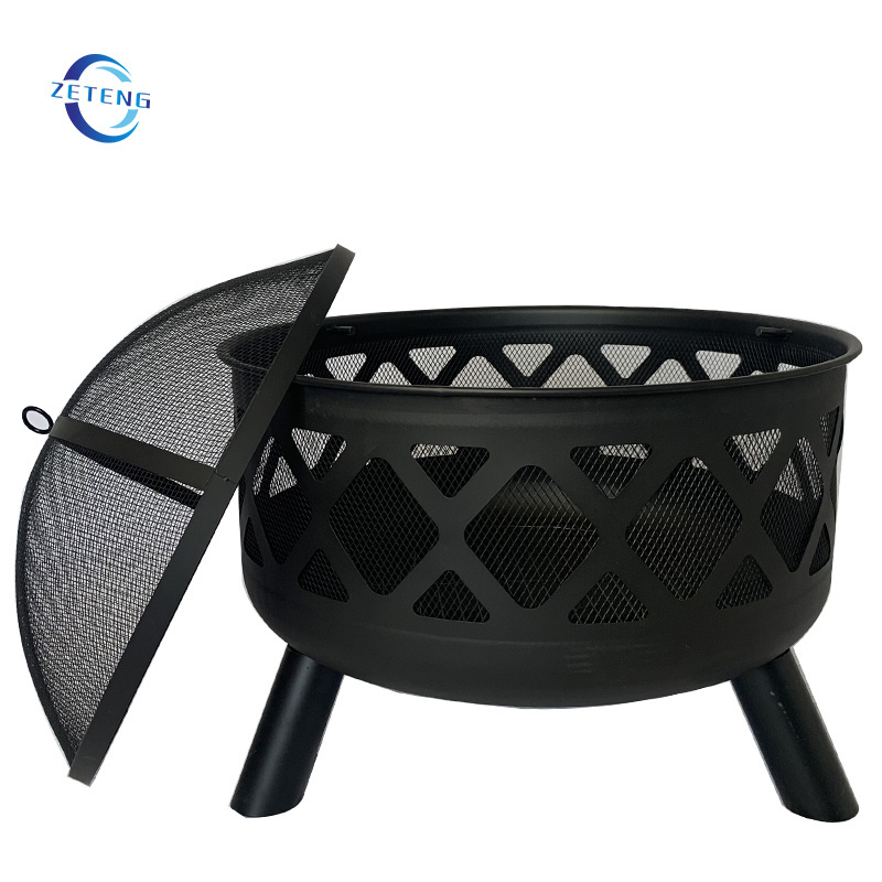 Outdoor fire pit wood burning firebowl garden round steel fire pits bbq grill