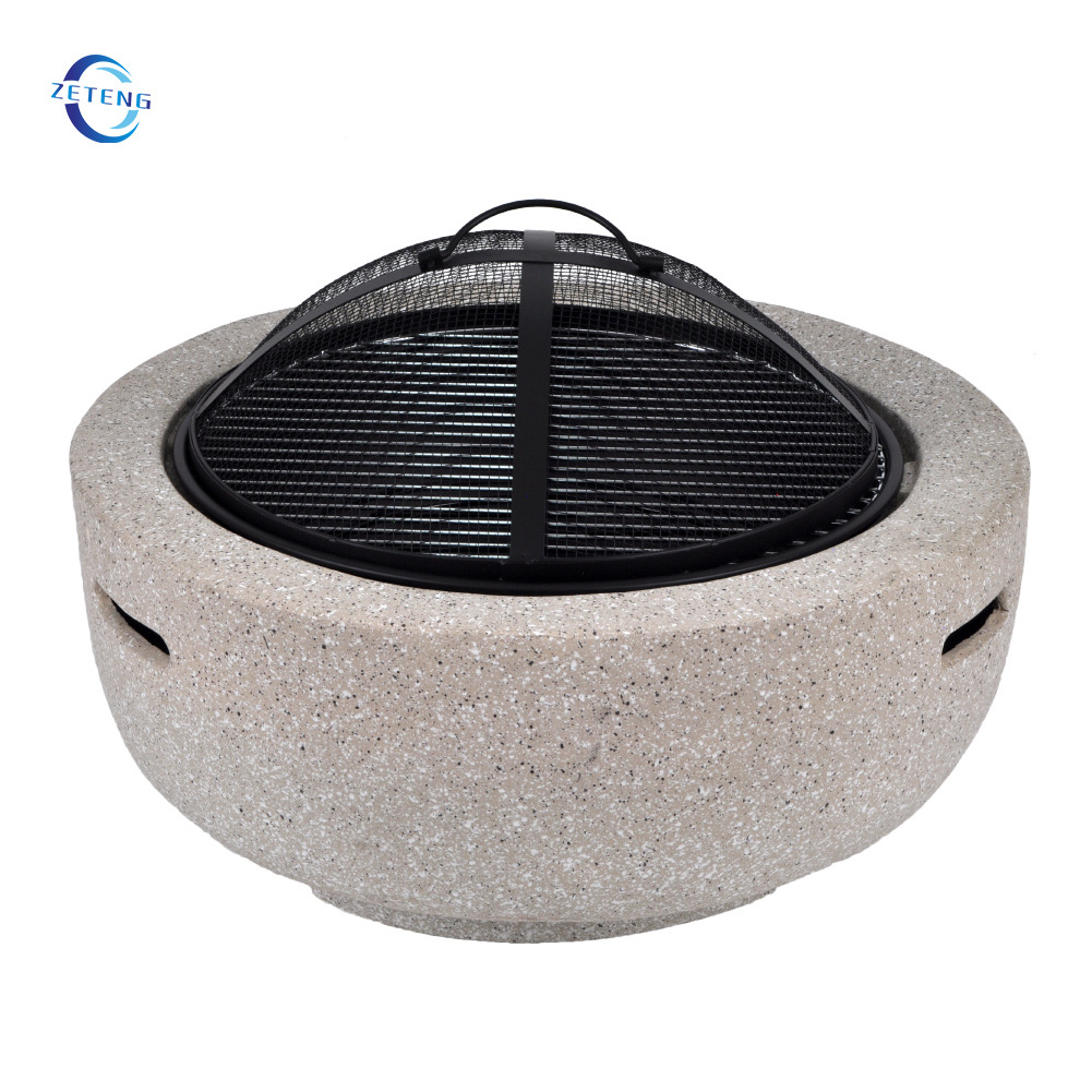 ZT 24 INCH Outdoor Round Magnesium Oxide Fire Pit MGO Garden Wood Burning Stove FirePits