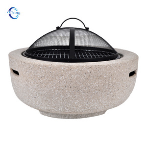 ZT 24 INCH Outdoor Round Magnesium Oxide Fire Pit MGO Garden Wood Burning Stove FirePits