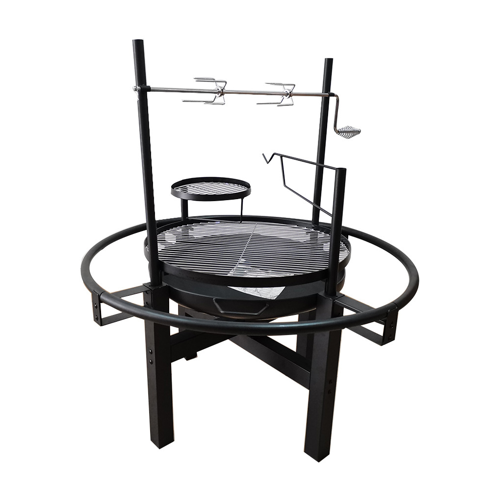 5 in 1 Large Steel Wood Burning Fire Pit with Barbecue Roasting Grill Outdoor Backyard