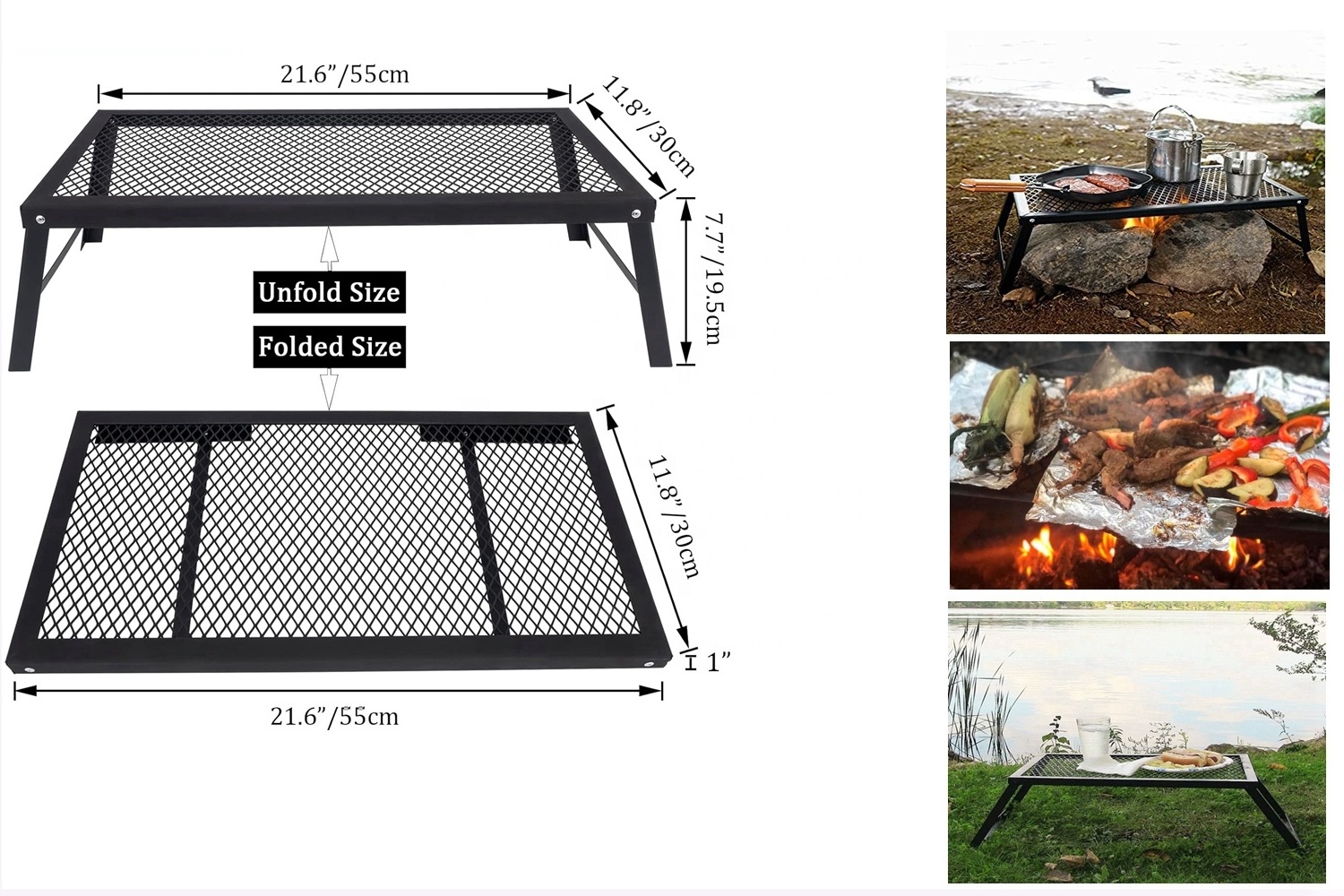 Heavy Duty Barbecue Folding Grill /open fire campfire cooking grate/fire pit grill