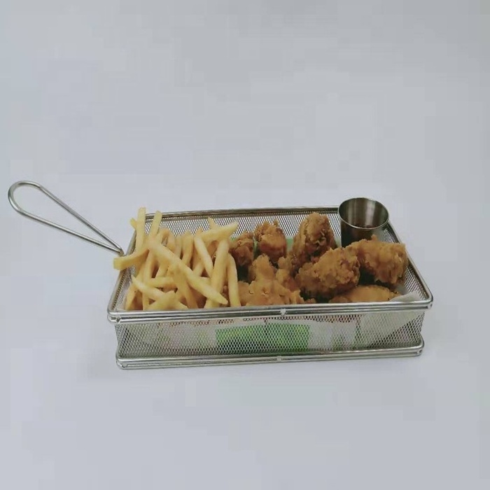 Stainless Steel Fry Basket/Bread Basket/Dessert Basket, Present Fried Food, Restaurant Table Serving