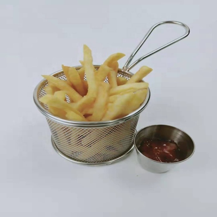 Stainless Steel Fry Basket/Bread Basket/Dessert Basket, Present Fried Food, Restaurant Table Serving