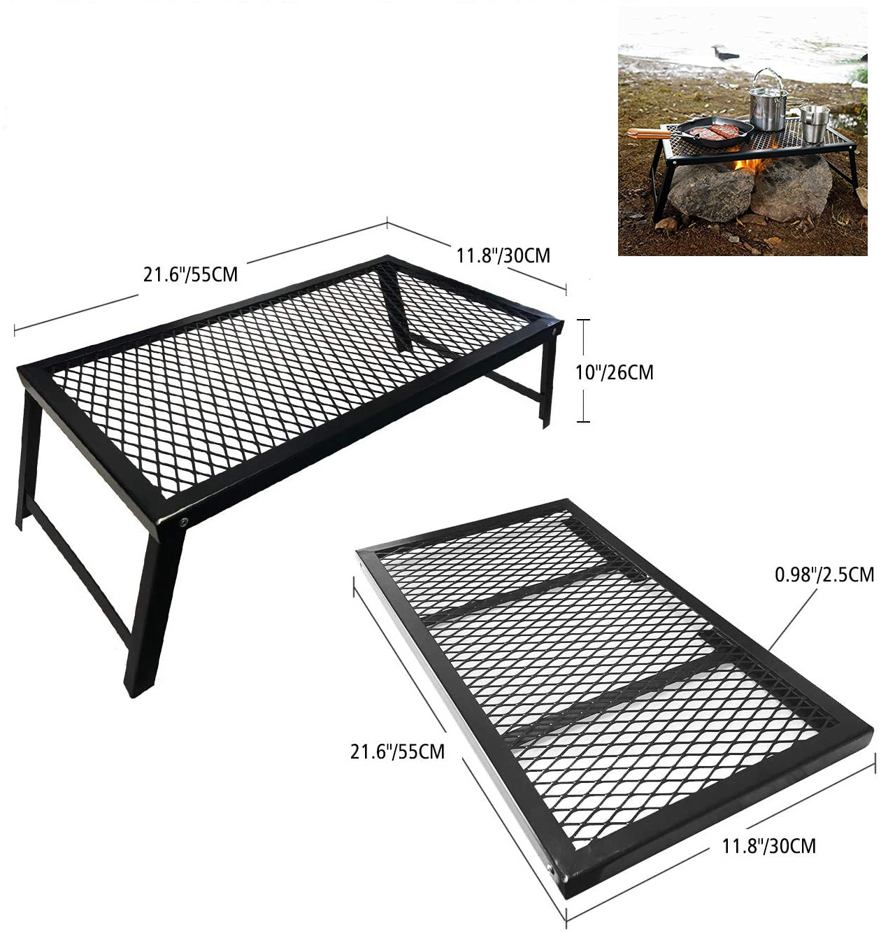 Heavy Duty Barbecue Folding Grill for Outdoor BBQ over Open Fire/Heavy Duty Over Fire Portable Camp Grill