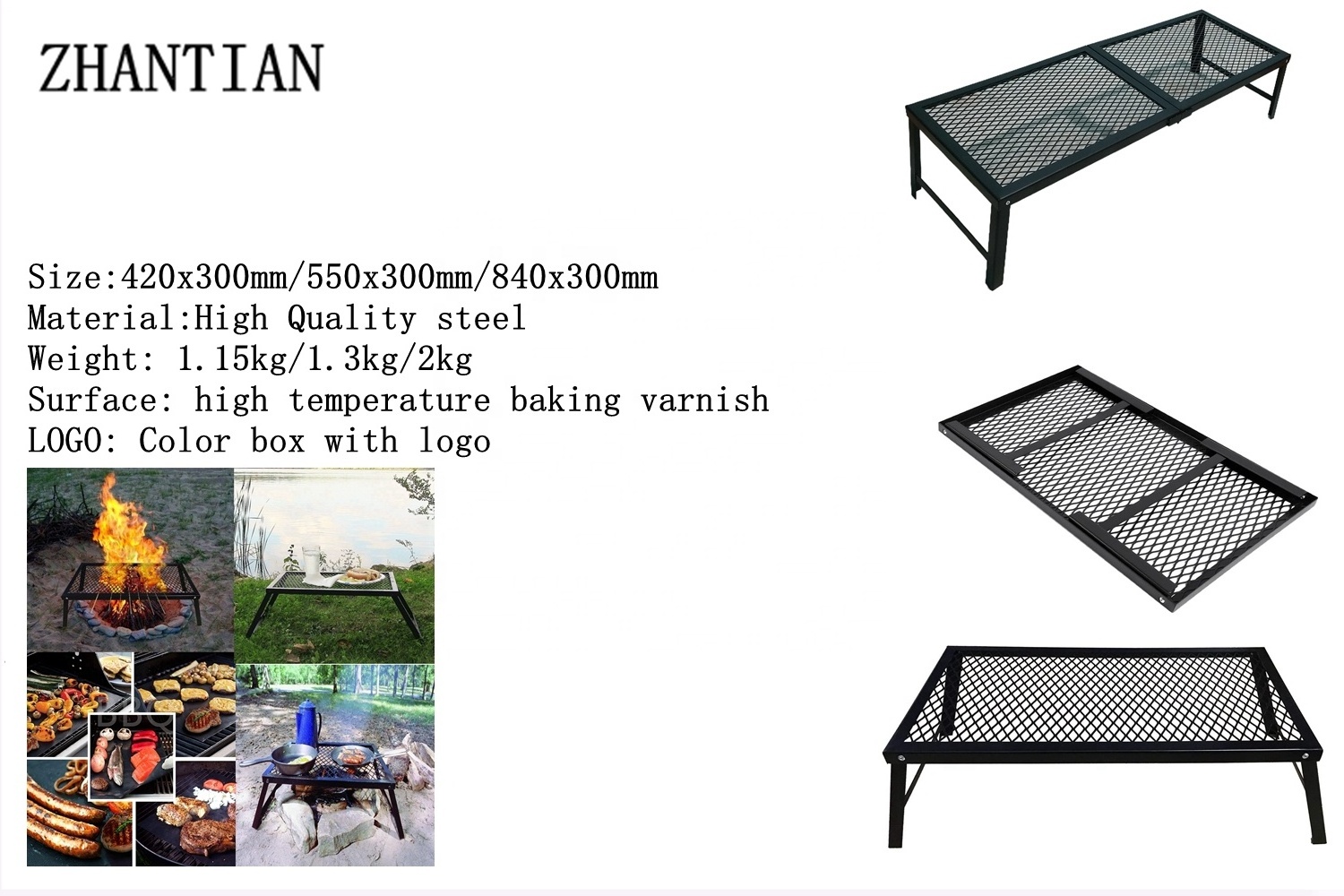 Heavy Duty Barbecue Folding Grill for Outdoor BBQ over Open Fire/Heavy Duty Over Fire Portable Camp Grill