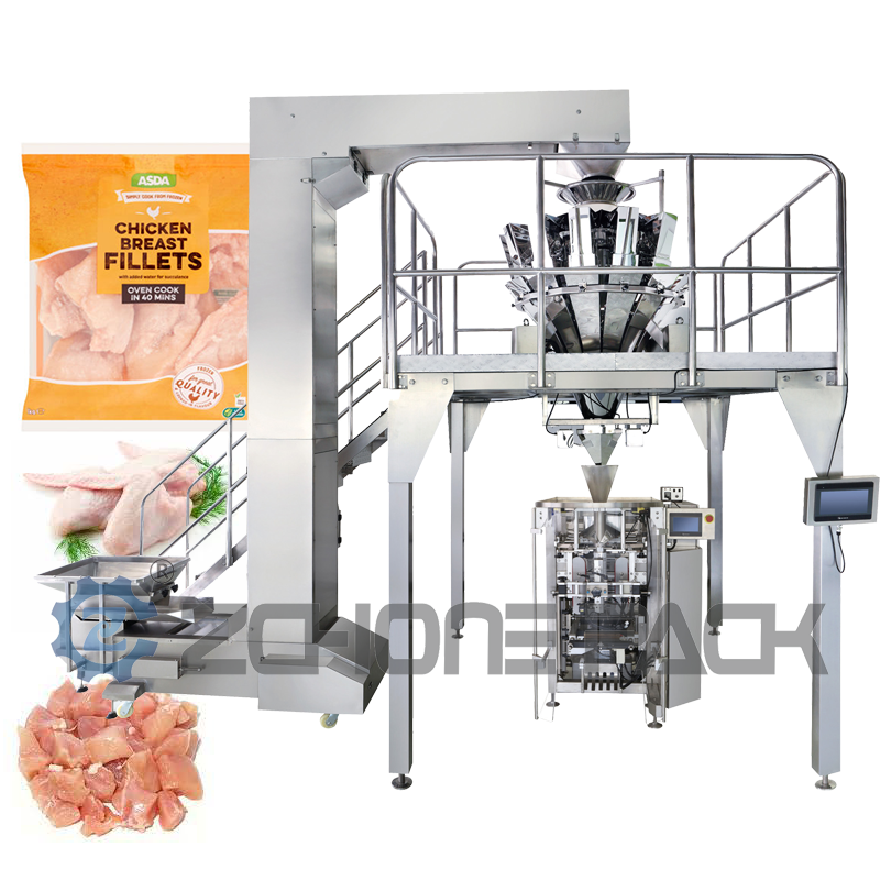 Frozen Food Automatic Packaging Machine Dumplings Chicken Beef Steak Frozen Food Roll Film Bag-Making Machine