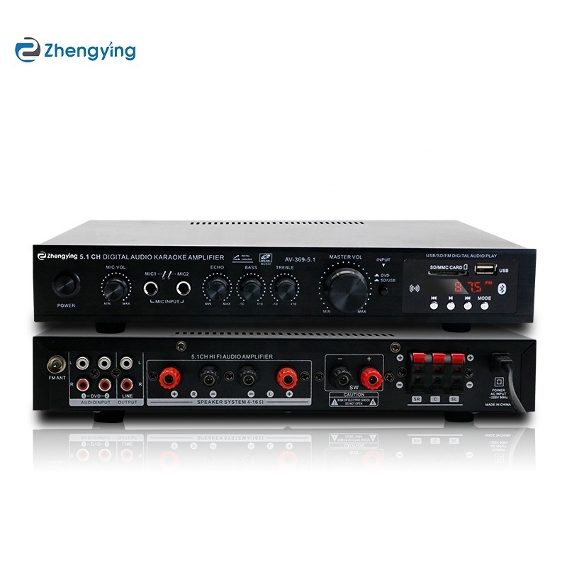 Hot Sales LDZS 5.1 channel ktv home theatre system 2 mics Input speaker mixer professional audio stereo amplifiers