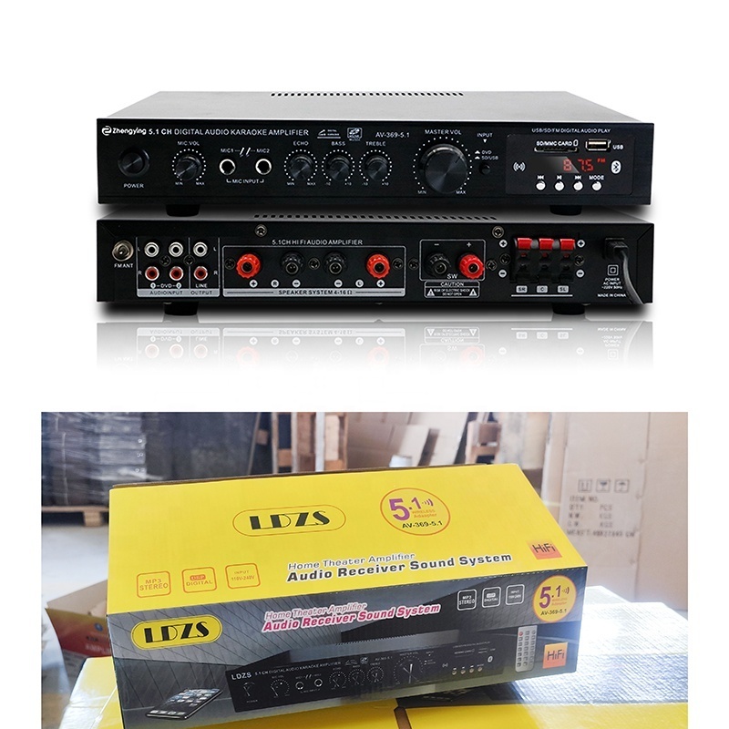 Hot Sales LDZS 5.1 channel ktv home theatre system 2 mics Input speaker mixer professional audio stereo amplifiers