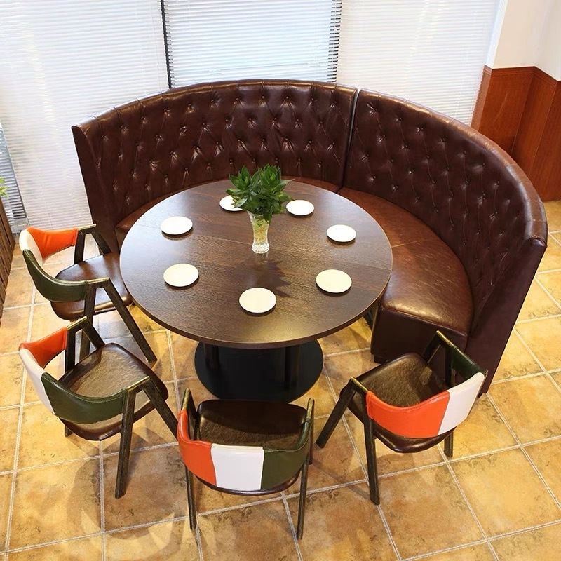 round booth seating leather sofa  u shape restaurant booth seating