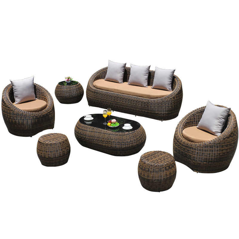 Hot Sell Outdoor Cheap Price Modern Luxury Custom Size  Garden Furniture Sofa Set Rattan Wicker Sofas