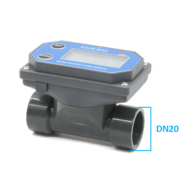 Level Measuring Instrument DN20 LCD Flow Totalizer Meter PVC Fast Connect 10-150L/min 84 Pulses Liter Water For Swimming Pool