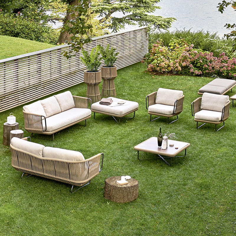 Factory Direct Outdoor Furniture Garden Sofa  PE Rattan Wicker Patio Sofa Set for Hotel Terrace