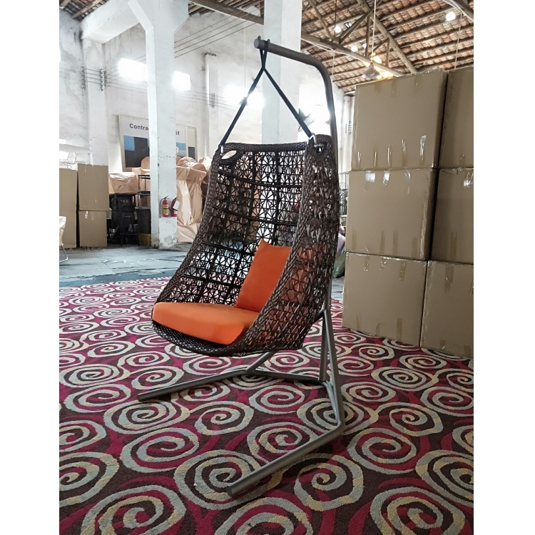 Modern Outdoor Patio Hanging Rattan Swing Chair Egg Chair Outdoor Hammock with Metal Stand