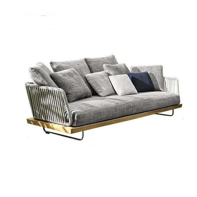 new design modern aluminum outdoor furniture solid teak wood frame rope furniture garden patio sofa sets