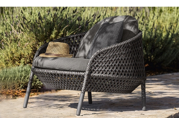 Modern garden Wicker furniture waterproof patio lounge set outdoor leisure aluminum weaved rattan sofa chair