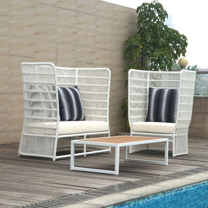 Modern Leisure Style Patio Balcony Weaving rope sofa chair set Outdoor Garden High back sofa Furniture Sectional