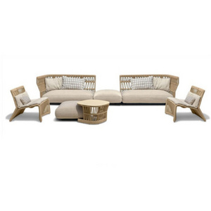 High quality villa leisure garden outdoor furniture patio outdoor sofa hand woven rattan sofa set