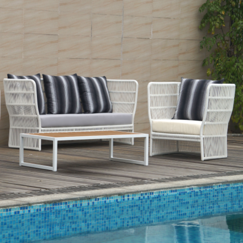 Modern Leisure Style Patio Balcony Weaving rope sofa chair set Outdoor Garden High back sofa Furniture Sectional