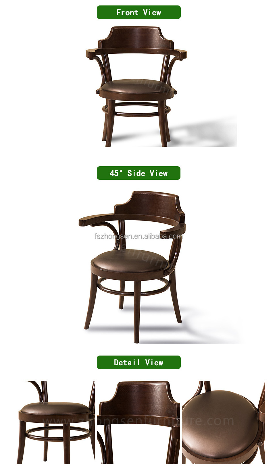 Custom High End Hotel Restaurant Furniture Wooden Coffee Shop Chairs For Cafe