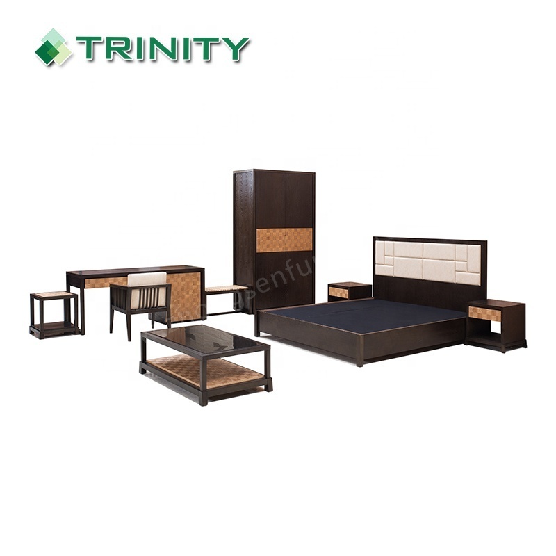 Customized Three Star Modern Wooden Solid Wood Complete Hotel Room Furniture Packages