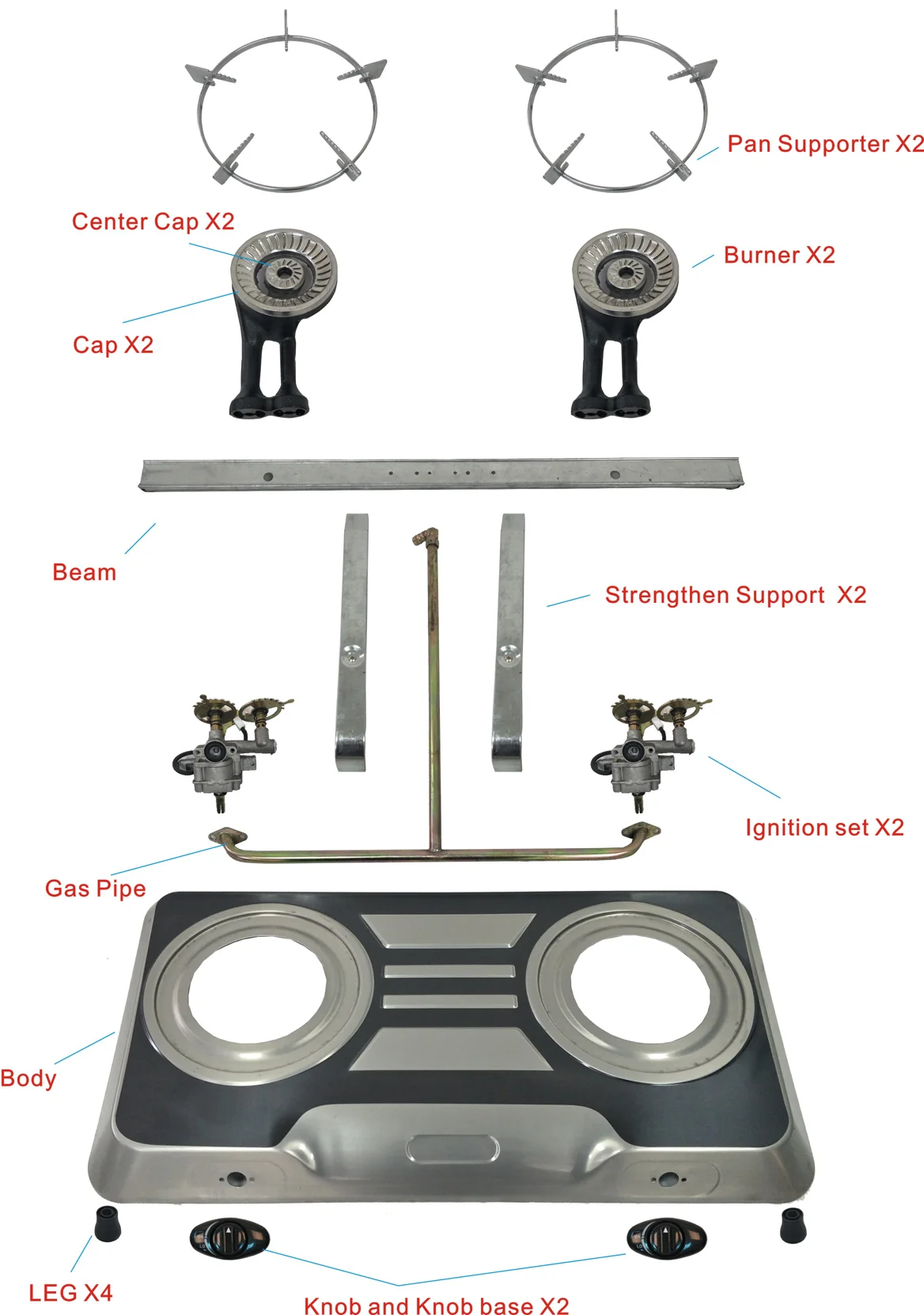 Gas Burner stove Stainless Steel Gas Stove 2 Burner Cooktops