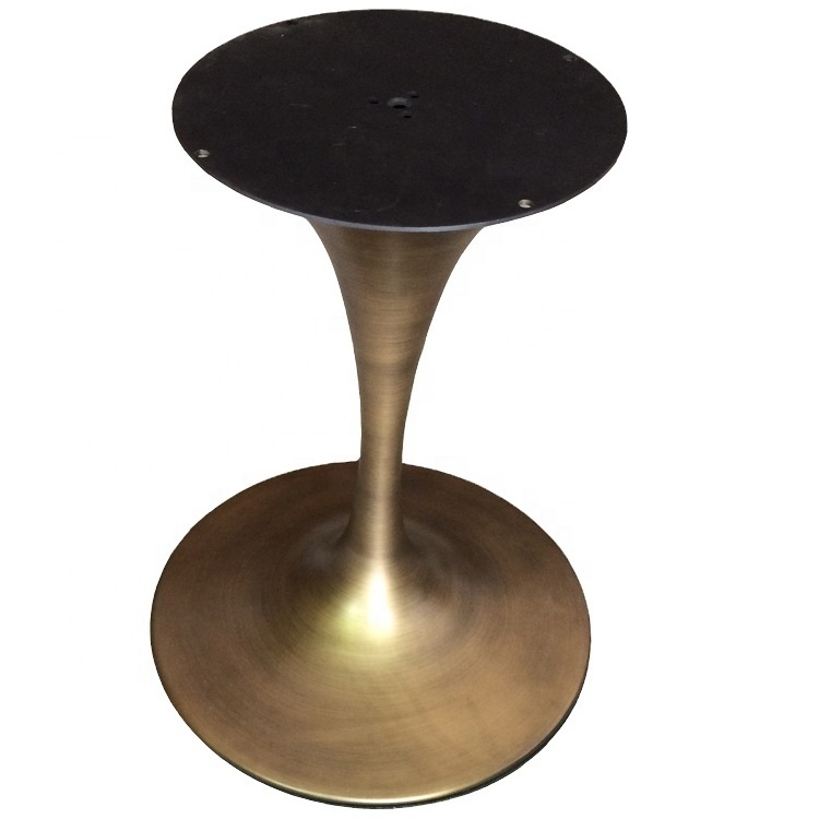 Antique style cast wrought iron table legs brushed bronze Round tulip table base For Eero Saarinen marble tulip dining Table