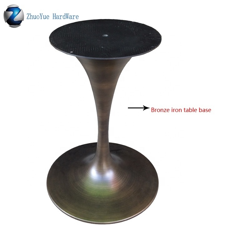 Antique style cast wrought iron table legs brushed bronze Round tulip table base For Eero Saarinen marble tulip dining Table