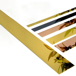 Mirror Gold Finish Flat Metal Stainless Steel Trim Strip Decorative Tile Trim