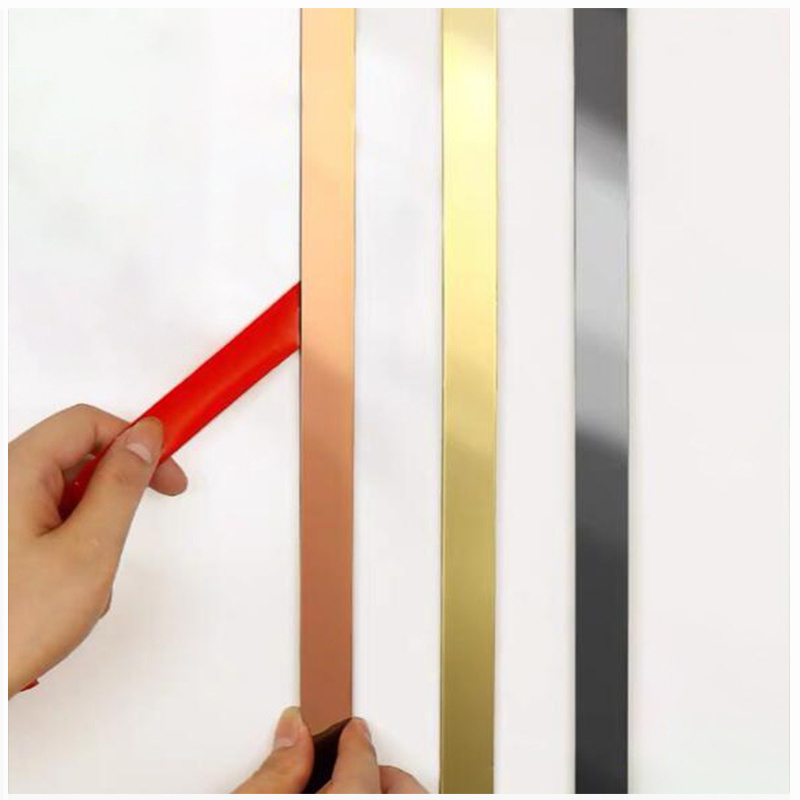 Stainless Steel Self Adhesive Tape Flat Trim Strip For Ceiling Furniture Decoration