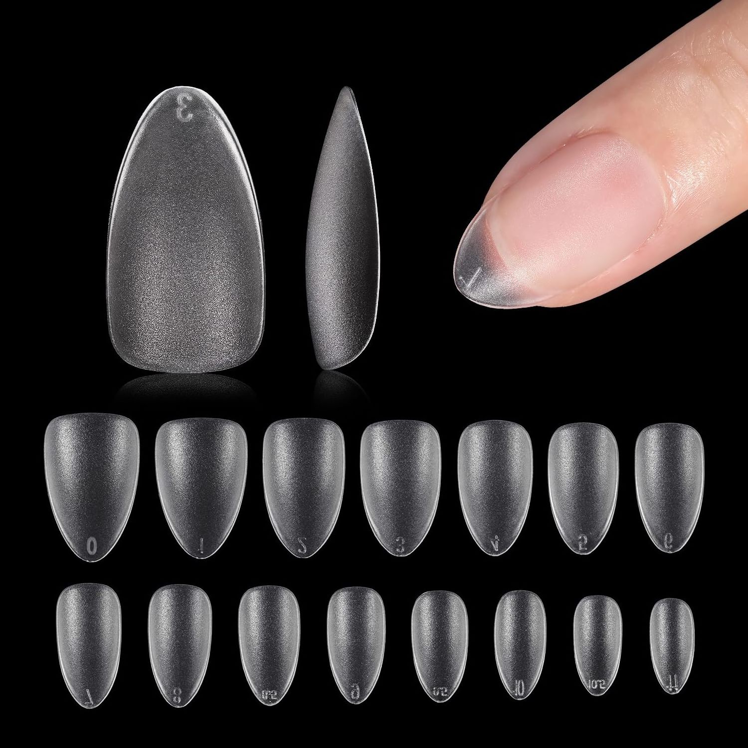 Extra Short Almond UV Soft Gel X Nail Tips 360pcs Matte False Acrylic Press on Nails Full Cover in 15 Sizes