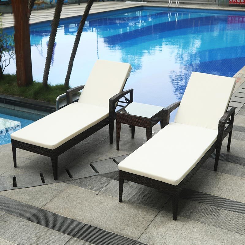 Outdoor Sea Beach Furniture Swimming Pool Side Rattan Lounge Chairs Patio Garden Wicker Chaise Sun Lounger Metal Aluminum Spain