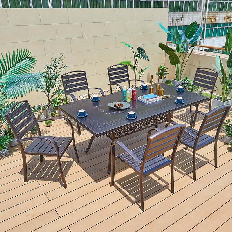 Wholesale Restaurant Table Set Garden Modern Patio Furniture Aluminum Outdoor Dining Table and Chair Set for Hotel Metal