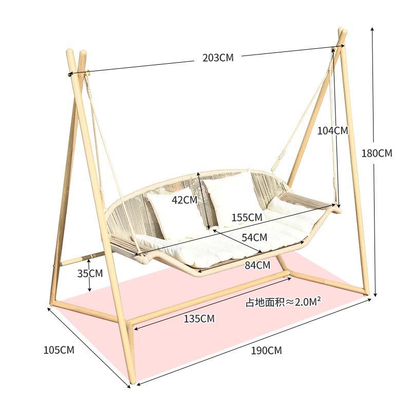 3 Seats Outdoor Patio Swing Steel Frame Double Roof Garden Daybed Swings with Curtains  Daybed Swings