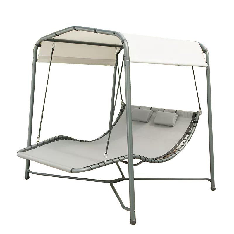 Modern Outdoor Furniture Swing Chair Garden 3 Seater Metal Swing Bed With Canopy And Cup Holder Adult Garden Household