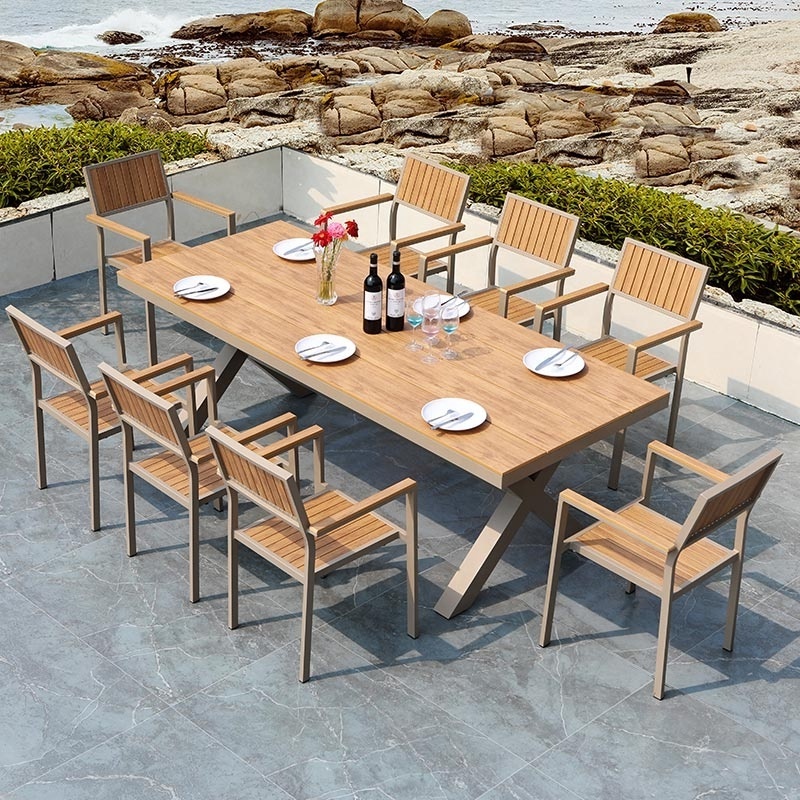 New Style Outdoor Garden Tables and Chairs Outdoor Dining Table and Charis for Aluminum Outdoor Cafe Restaurant Furniture Metal