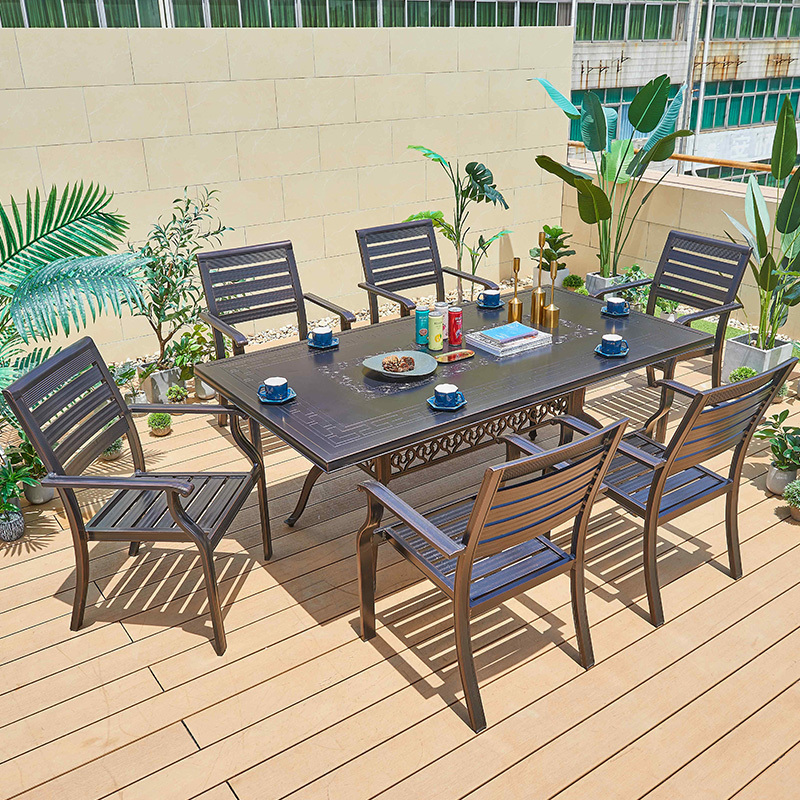 Wholesale Restaurant Table Set Garden Modern Patio Furniture Aluminum Outdoor Dining Table and Chair Set for Hotel Metal