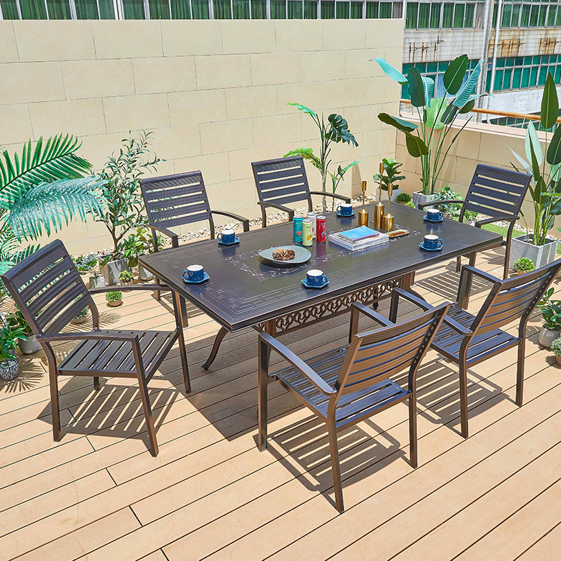 Wholesale Restaurant Table Set Garden Modern Patio Furniture Aluminum Outdoor Dining Table and Chair Set for Hotel Metal