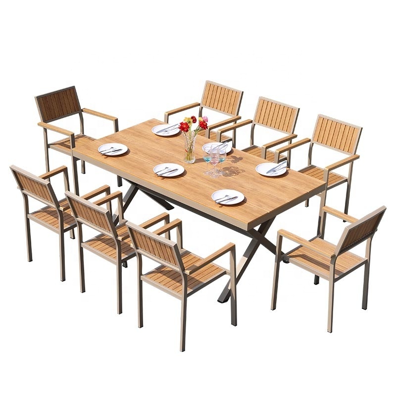 New Style Outdoor Garden Tables and Chairs Outdoor Dining Table and Charis for Aluminum Outdoor Cafe Restaurant Furniture Metal