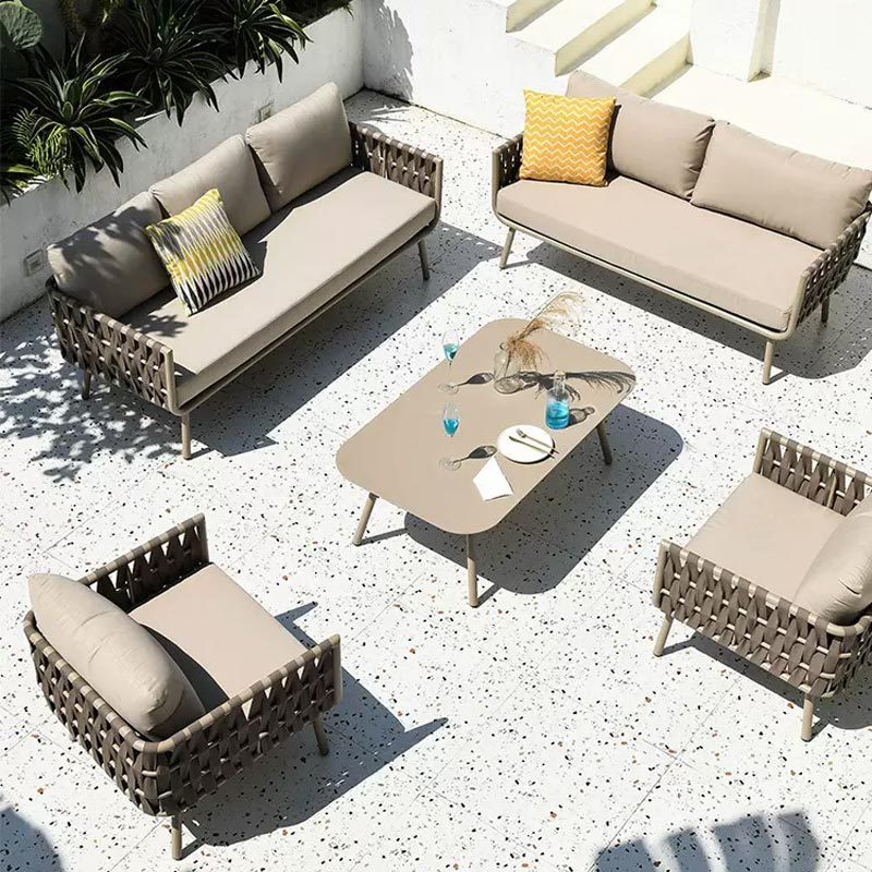 Customized garden sofas furniture rattan garden furniture set with chairs and table outdoor patio sets rattan furnitures