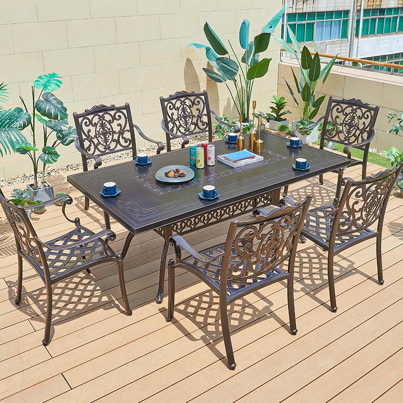 Wholesale Restaurant Table Set Garden Modern Patio Furniture Aluminum Outdoor Dining Table and Chair Set for Hotel Metal