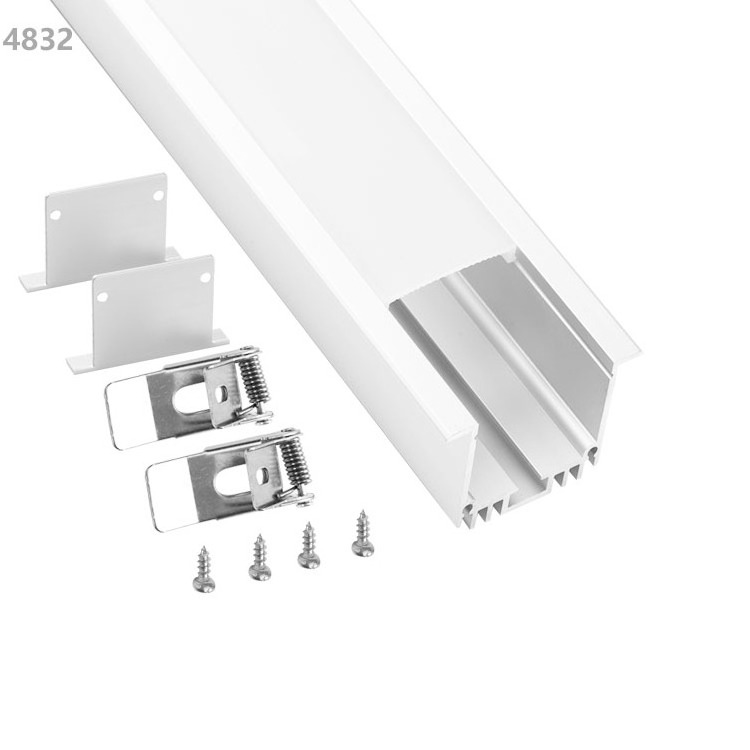 48mm LED aluminum channel linear profile lights false ceiling for rigid strip bar Double Wing for ceiling led light