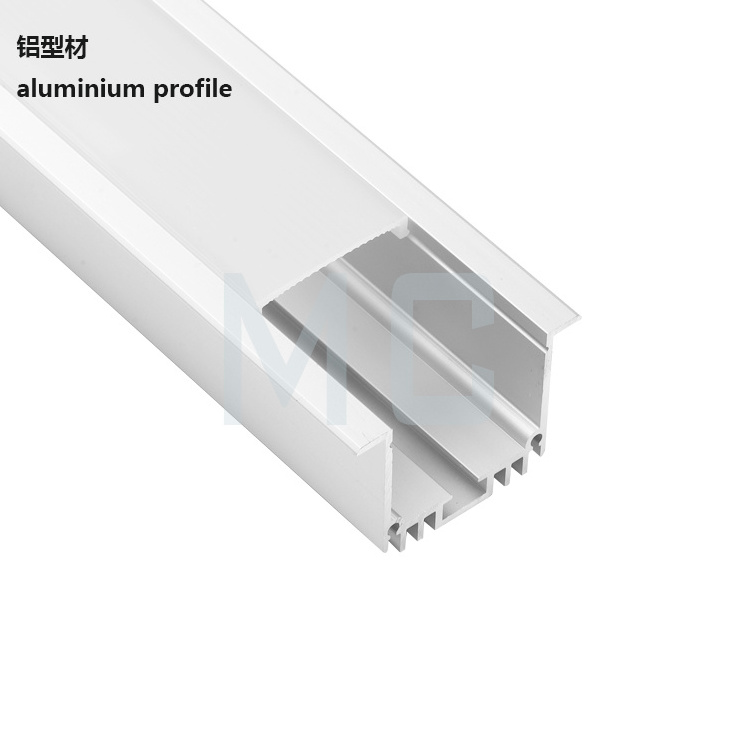 48mm LED aluminum channel linear profile lights false ceiling for rigid strip bar Double Wing for ceiling led light