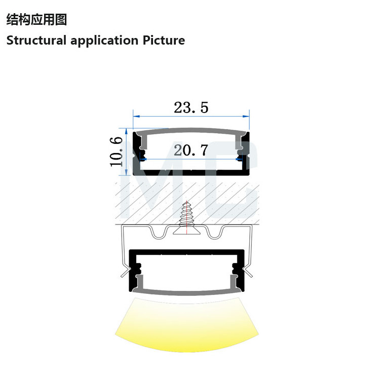 Waterproof IP67 Anodized Aluminium channel for LED Strip Light Cover PVC profile, low profile led can lights