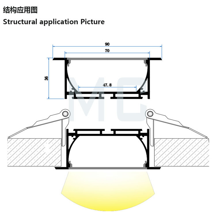 Black Heat Sink 3M Alu Led Bar Linear Lighting As Wall Lamp Aluminum Profile Channel For Led Strips Light