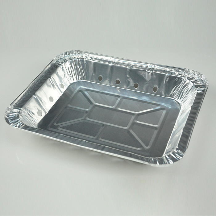 1800ml Large Aluminum Foil Tin Trays Rectangle Full Size Baking Containers Pie Dish Bbq Grill Plate